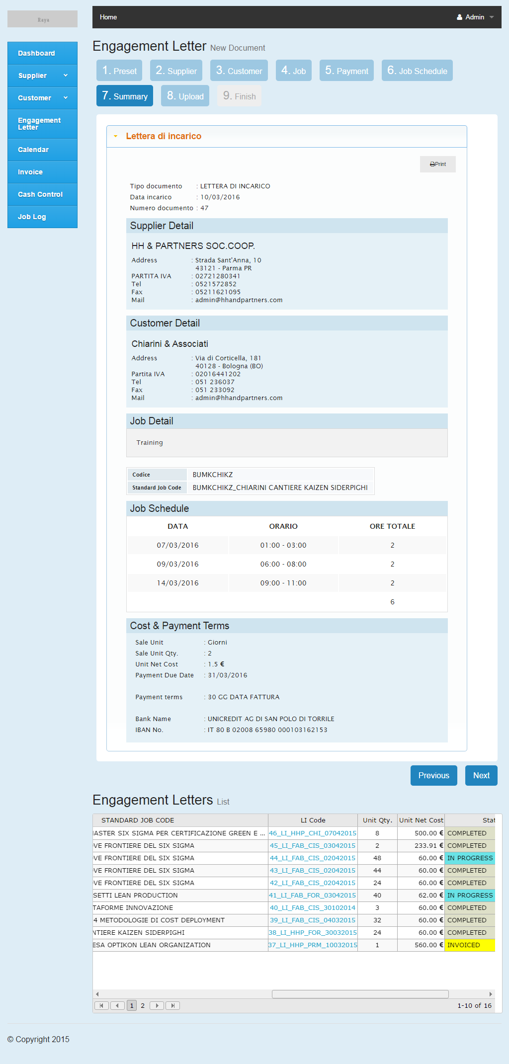 Invoicing, Calendar, Credit management